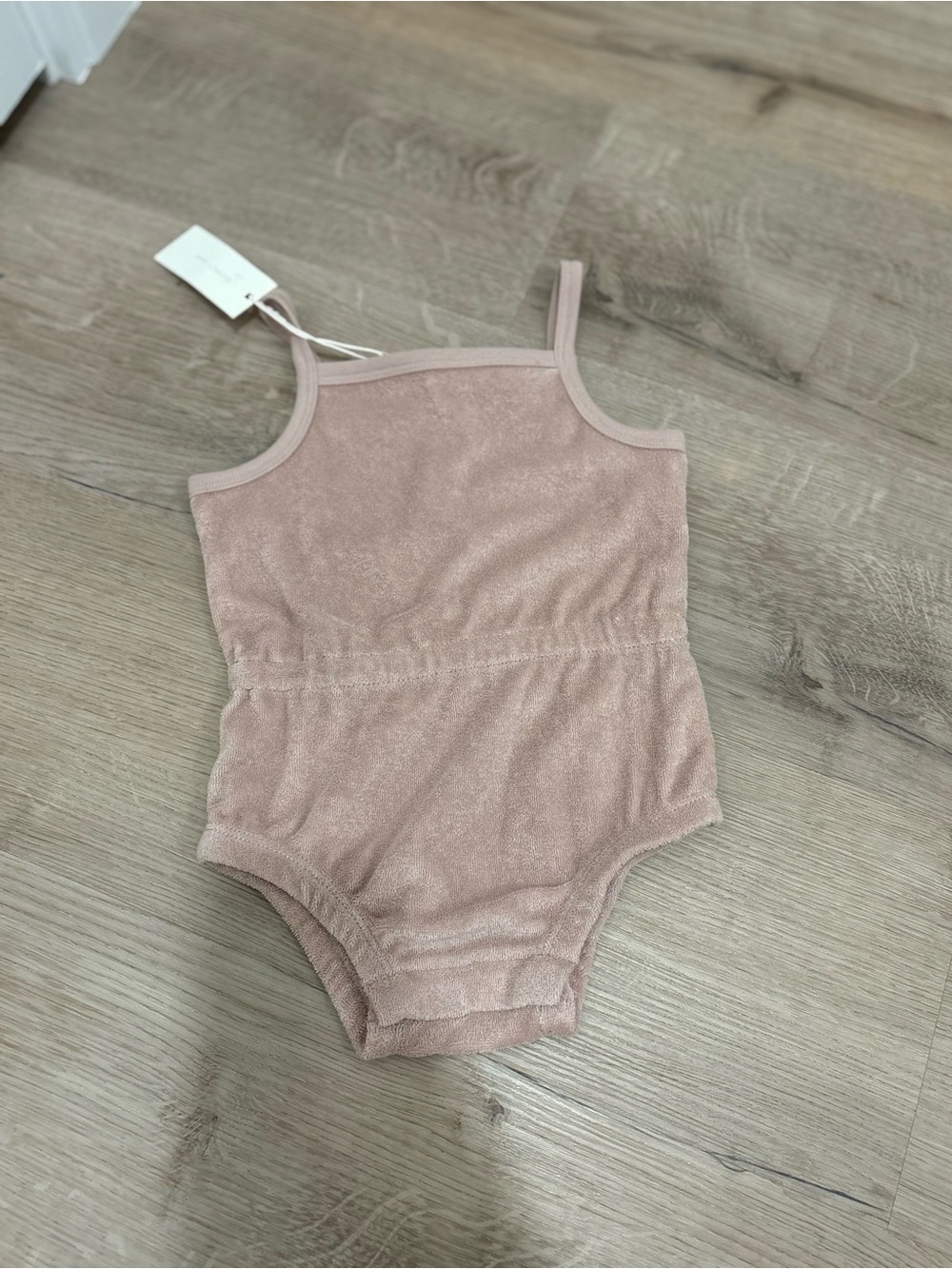 NWT Quincy Mae Blush Pink Terry Knit Sleeveless One-Piece Bodysuit